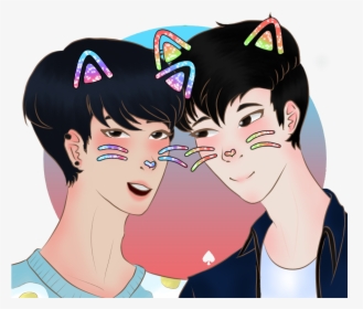 Two Dorks With A Cat Filter - Cartoon, HD Png Download, Free Download