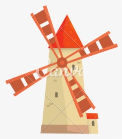 Traditional European Stone Windmill Vector Icon Illustration - Milino Antiguo En Caricaturo, HD Png Download, Free Download