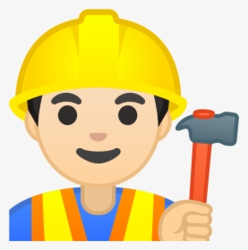 Man Construction Worker Light Skin Tone Icon - Cartoon Construction Worker, HD Png Download, Free Download