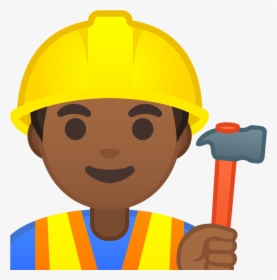 Man Construction Worker Medium Dark Skin Tone Icon - 3 Construction Worker Cartoon Free, HD Png Download, Free Download