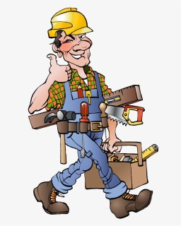 Clip Art Carpenter Drawing Illustration Saw - Cartoon Construction Workers, HD Png Download, Free Download