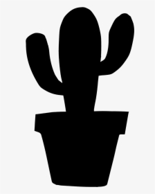 Cactus Black And White Silhouette , Png Download - Cactus In A Pot Silhouette, Transparent Png, Free Download