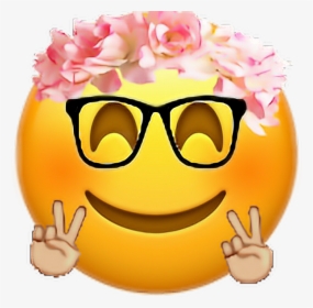 Transparent Smiley Face Flower Clipart - Emoji With Flower Crown, HD Png Download, Free Download