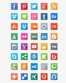 Social Media Icons With Hover Effect - Social Media Logo Flat, HD Png Download, Free Download