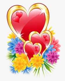 Valentine Clipart Wedding - Valentines Heart And Flowers, HD Png Download, Free Download