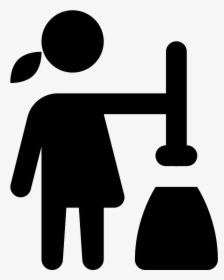 This Icon Is Of A Woman With A Broom Sweeping Dust/debris, HD Png Download, Free Download