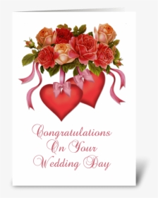 Hearts & Flowers Wedding Congratulations Greeting Card - Wedding Greetings Card Design, HD Png Download, Free Download