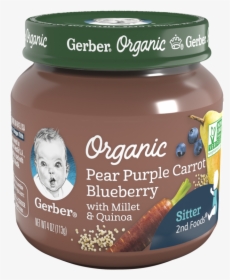 Gerber 2nd Foods Organic Pear Purple Carrot Blueberry - Jar Gerber Baby Food, HD Png Download, Free Download
