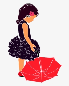 Girl With Umbrella Silhouette Free , Png Download - Sillouette Of Girl With Umbrella, Transparent Png, Free Download