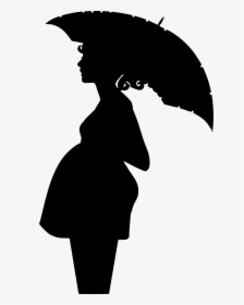 Black And White Pregnant Lady With Umbrella, HD Png Download, Free Download