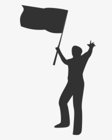 Man With Flag Silhouette - Person Raising A Flag, HD Png Download, Free Download