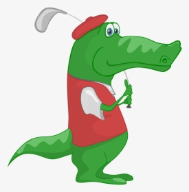 Reptile,animal Figure,fictional Character - Crocodile Play Golf, HD Png Download, Free Download
