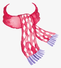 Red Plaid Hand-painted Scarf Christmas Transparent - Transparent Christmas Scarf, HD Png Download, Free Download