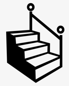 Vector Illustration Of Staircase Stairs With Handrail - Clip Art Stairs Black And White, HD Png Download, Free Download