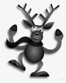 Dancing Reindeer Animal Free Black White Clipart Images - Blue Reindeer Clipart, HD Png Download, Free Download