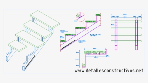 Steel Stair Details - Steel Stair Detail Drawing, HD Png Download, Free Download