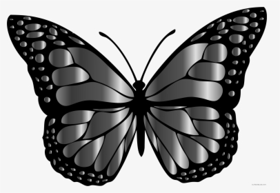 Monarch Butterfly Clipart Freeuse - Grey Butterfly Clipart, HD Png Download, Free Download