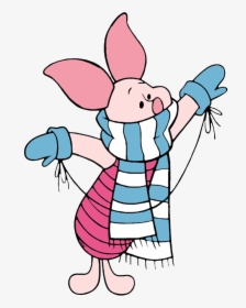 Piglet Wearing Scarf, Mittens - Piglet Winnie The Pooh Scarf, HD Png Download, Free Download