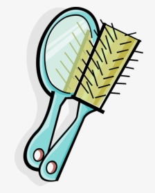 Vector Illustration Of Personal Grooming Mirror And - Cartoon Hair Brush Clipart, HD Png Download, Free Download