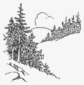 Clipart Mountain Trees Black And White, HD Png Download, Free Download