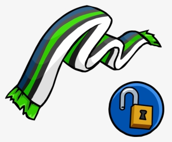 Green And Blue Scarf - Cachecol Verde Club Penguin, HD Png Download, Free Download