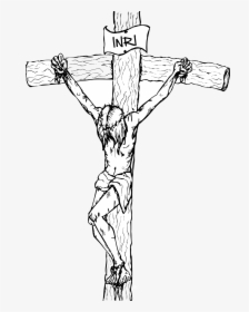 Jesus On Cross Png Black And White - Jesus In Cross Drawing, Transparent Png, Free Download