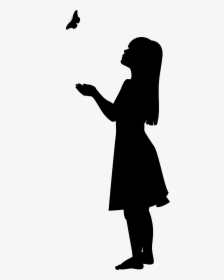Clipart Girl Butterfly - Little Girl Silhouette, HD Png Download, Free Download
