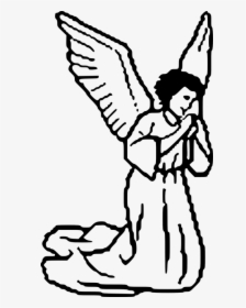Praying, Angel, Holy, Lady, Silhouette, Woman, Wings - Angel Black And White Clipart, HD Png Download, Free Download