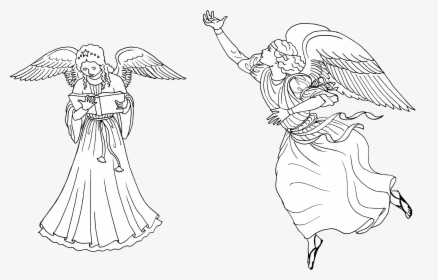 This Free Icons Png Design Of Two Female Angels Line - Angel Line Art Png, Transparent Png, Free Download