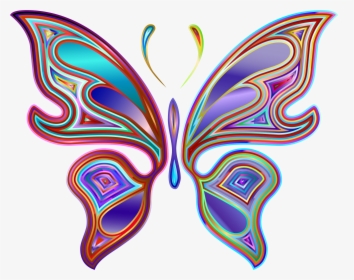 Transparent Butterflies Png Transparent - Butterfly Drawing 6 Colors, Png Download, Free Download
