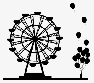 Clip Art Drawing Black Balloon - Ferris Wheel Silhouette Png, Transparent Png, Free Download