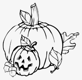 Fall, Pumpkin, Outline, Drawing, Jack, Leaf - Halloween Clip Art Black And White, HD Png Download, Free Download