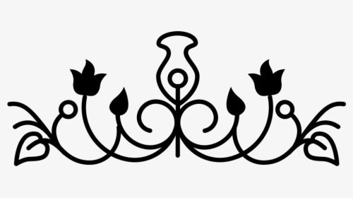 Flower Bell Outline Design Variant With Vines And Leaves - Flower Design Png Horizontal, Transparent Png, Free Download