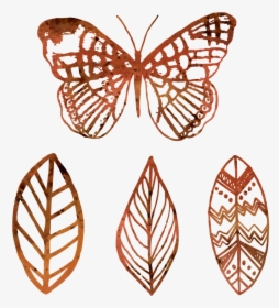 Butterfly, Leaf, Outline, Mandala, Syle, Grunge, Brown - Swallowtail Butterfly, HD Png Download, Free Download