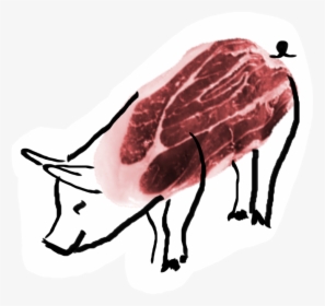 The Outline Of A Pig Is Drawn Over A Leg Of Ham - Pork, HD Png Download, Free Download