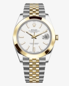 Rolex Oyster Perpetual Datejust 41 Watch white Dial, - Datejust 41 Jubilee Two Tone, HD Png Download, Free Download