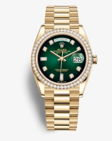 Rolex Day-date 36mm Green Diamond Dial Diamond Bezel - Rolex Day Date, HD Png Download, Free Download