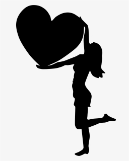 Silhouette Woman And Heart, HD Png Download, Free Download