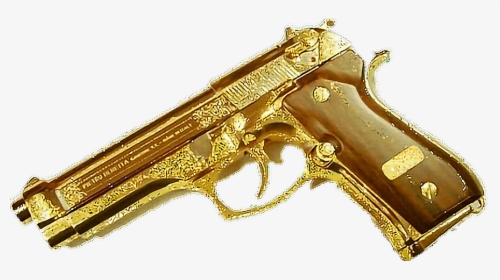 #gold #gun #tumblr #rich #money #aesthetic - Gold Gun, HD Png Download, Free Download