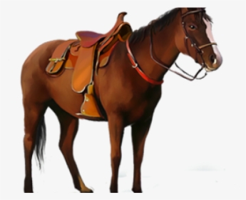 Saddle Clipart Saddled Horse - Horse With Saddle Png, Transparent Png, Free Download