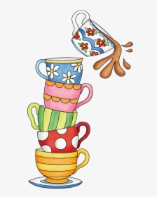 Cups, Tea, Watercolor, Spill, Cute, Stack, Colorful - Clipart My Cup Runneth Over, HD Png Download, Free Download