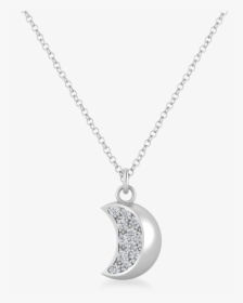 Crescent Moon Silver Necklace - Locket, HD Png Download, Free Download