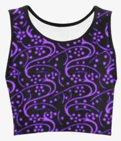 Vintage Swirl Floral Purple Black Women"s Crop Top - Black And Purple Crop Top, HD Png Download, Free Download
