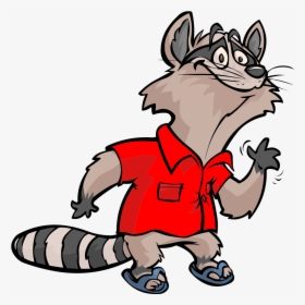 Racoon Clipart Vertebrate - Cartoon Raccoon Red Shirt, HD Png Download, Free Download