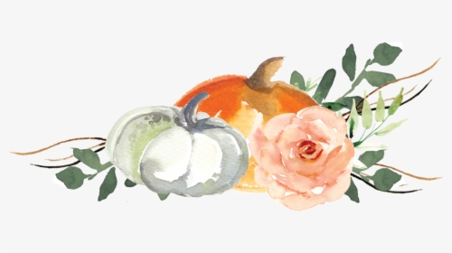 Watercolor Pumpkin With Flowers, HD Png Download, Free Download