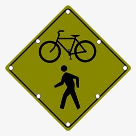 Ts40 Flashing Bike And Pedestrian Crossing Sign Night - Bicycle Pedestrian Crossing Sign, HD Png Download, Free Download