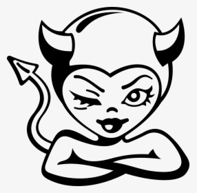 Devilgirl - Black And White Devil Clipart, HD Png Download, Free Download