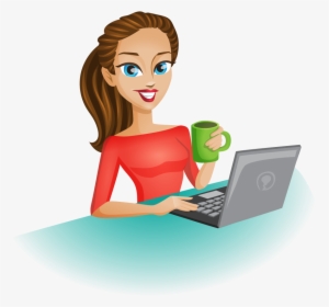 The Geeky Super Hero Mom - Girl With Laptop Animated, HD Png Download, Free Download