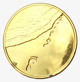 Footprints In The Sand Gold Plated Medallion Chip Pocket - Footprints In The Sand Gold, HD Png Download, Free Download