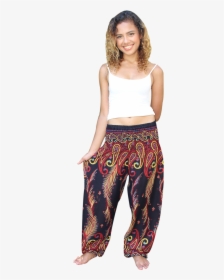 Red Feather Harem Pants Bohemian Island - Pajamas, HD Png Download, Free Download
